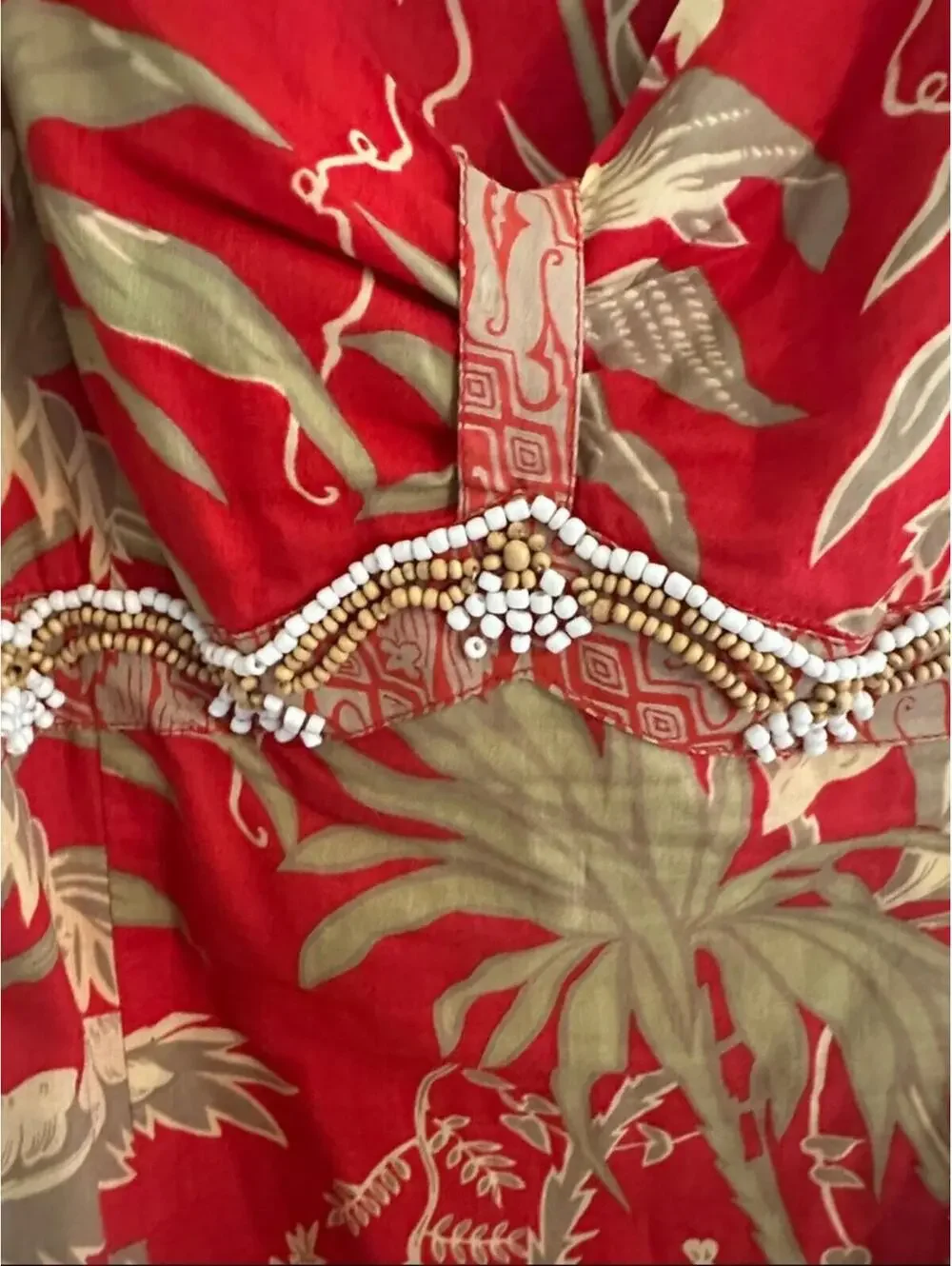 Haven Bleu Red Tropical Print Slip Dress Vintage Y2K Size M - Picture 3 of 6